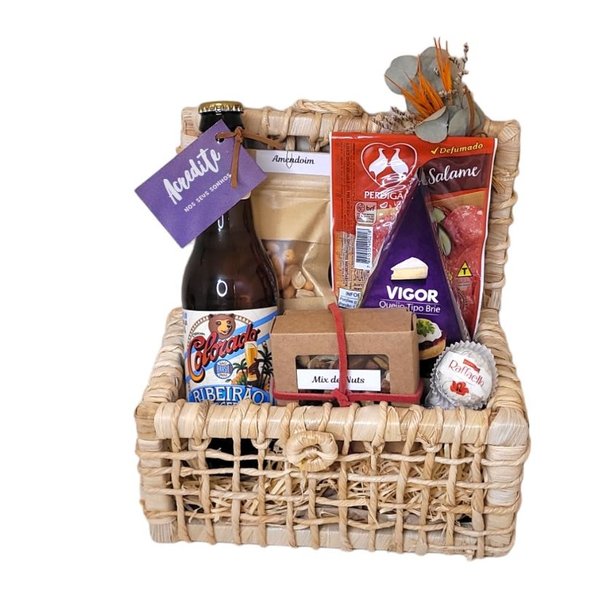 Cesta de Cerveja e Queijo Comemore
