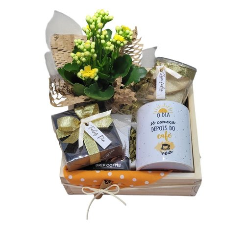 Box Bom Dia com Drip Coffee com Kalanchoe Amarelo