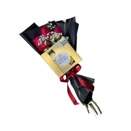 Imagem de Ramalhete Trio de rosas Ferrero Rocher