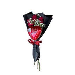 Imagem de Ramalhete Trio de rosas com coração Lindt