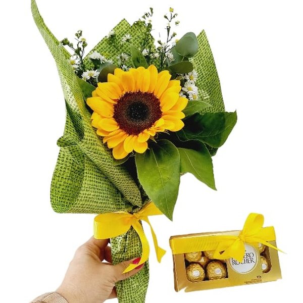 Ramalhete de Girassol com Ferrero