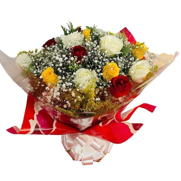 Buquê de 12 Rosas Coloridas