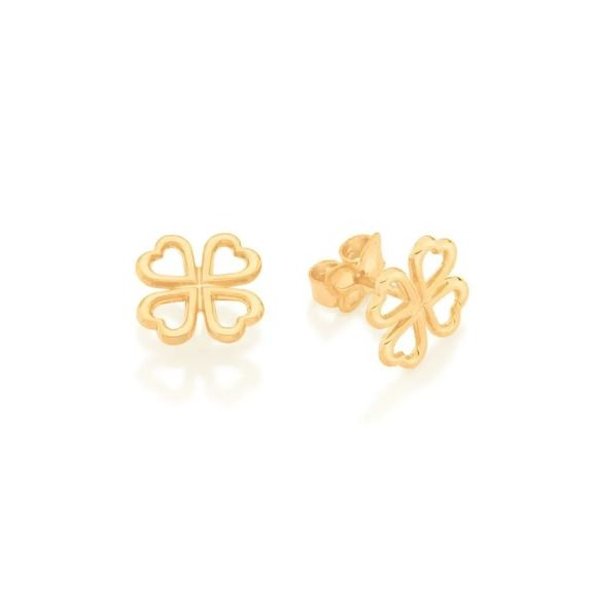  Brinco Trevo de 4 Folhas Banhado a Ouro 18k Rommanel