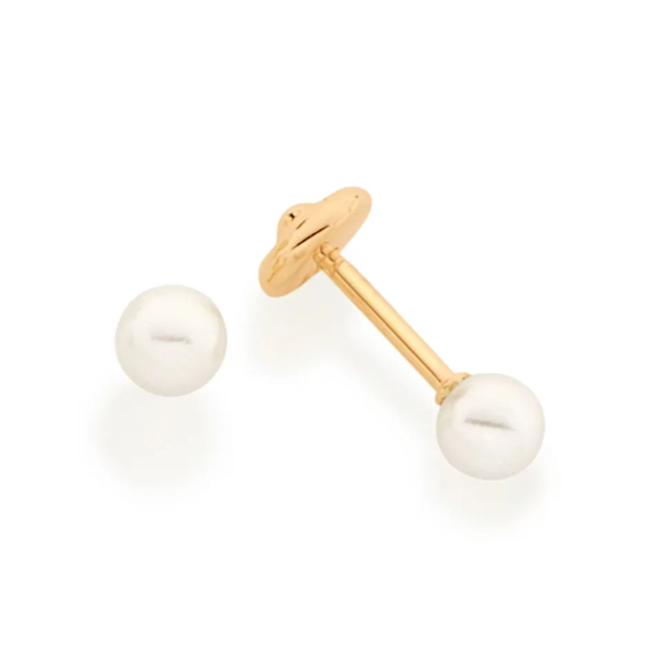 Brinco Infantil Solitário Pérola