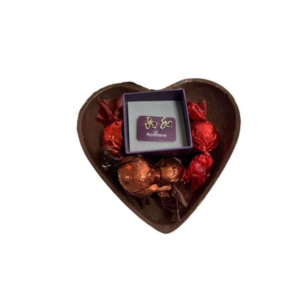 Kit Amor Coração Chocolate com Brinco Rommanel