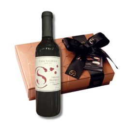 Imagem de Kit Caixa Seleção Bombons e Vinho Cacau Show