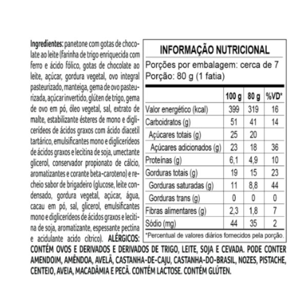 Panetone com Recheio de Brigadeiro 580g Cacau Show