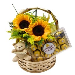 Imagem de Cesta de Girassóis com Chaveiro