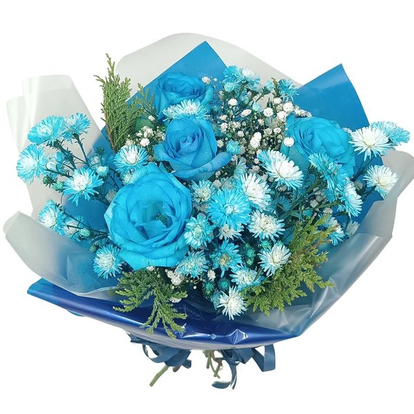 Toque Azul  Buquê com 4 Rosas Encantadoras