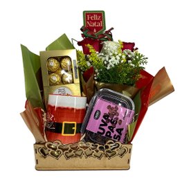 Imagem de Bandeja Natal com Arranjo de Rosas