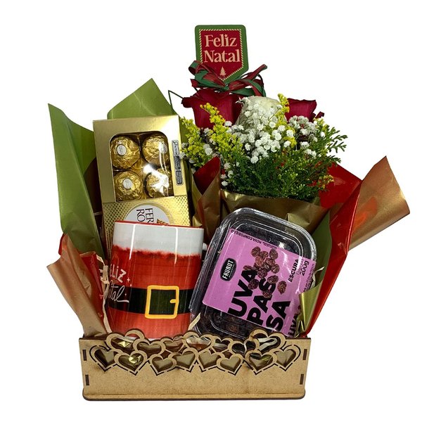 Bandeja Natal com Arranjo de Rosas