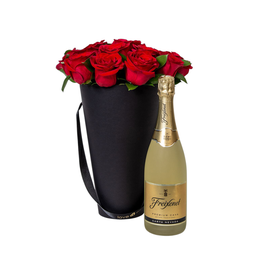 Imagem de Cone de Rosas com Freixenet