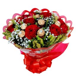 Imagem de Buquê de Rosas Vermelhas com chocolate