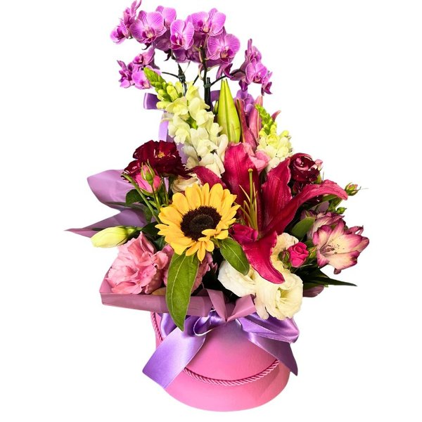 Box com Flores Mistas e Orquídea - Elegante
