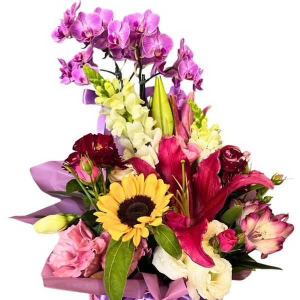 Box com Flores Mistas e Orquídea - Elegante