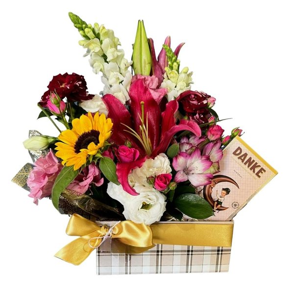 Box de Flores Mistas com Chocolate