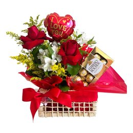 Imagem de Arranjo de Rosas Vermelhas no Baú