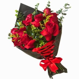 Imagem de Buquê com 12 Rosas na Cor Vermelha - Luxo