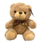 Pelúcia Mini Urso Marrom Com Laço de Bolinha