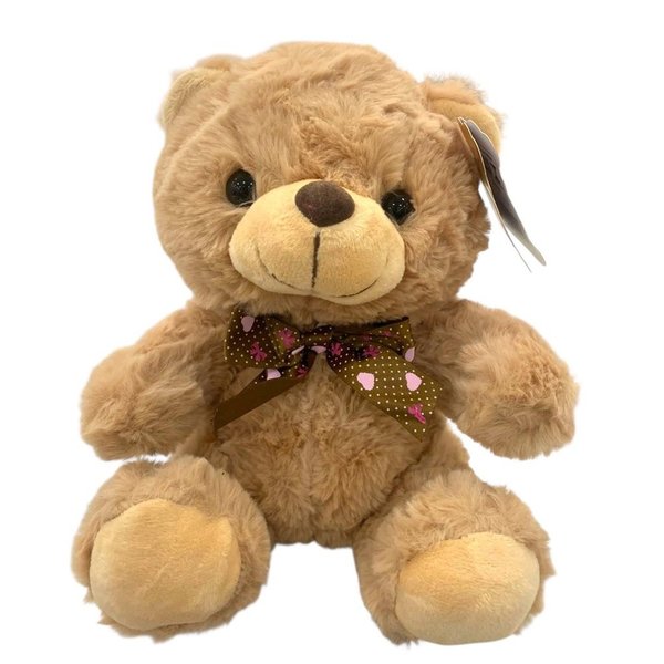 Pelúcia Mini Urso Marrom Com Laço de Bolinha