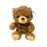 Pelúcia Mini Urso Claro Com Laço de Bolinha
