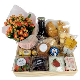 Imagem de Cesta de Café da manha Com Ferrero Rocher, Morangos 