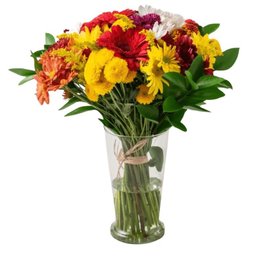 Imagem de Arranjo Médio de Flores do Campo Coloridas em Vaso