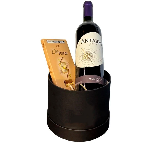 Kit vinho tinto com barra de chocolate Cacau Show 