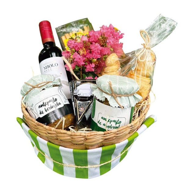 Cesta Aperitivo com Vinho