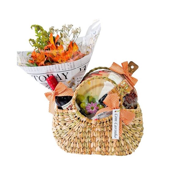 Bolsa Gourmet com Tábua de Frios e Vinho