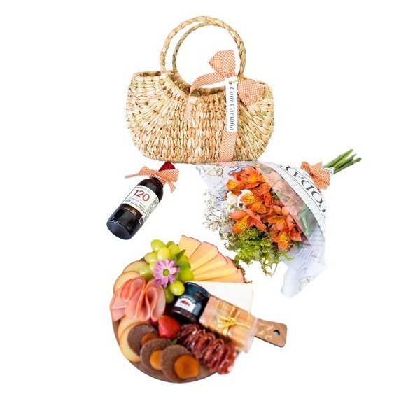 Bolsa Gourmet com Tábua de Frios e Vinho