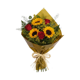 Imagem de Buquê 3 Girassóis e 3 Rosas