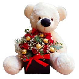 Imagem de Urso com Caixa de Rosas Vermelhas