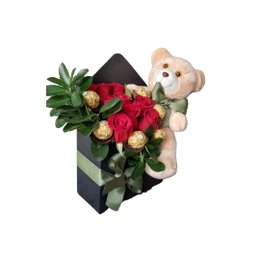 Imagem de Pelúcia com Rosas Vermelhas e Bombons