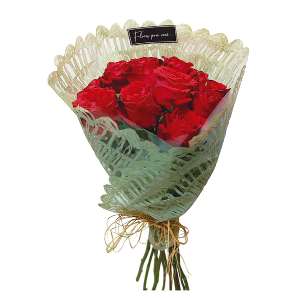 Buquê de 12 Rosas Vermelhas - Tradicional