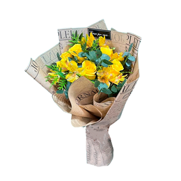 Imagem de Buquê europeu de rosas com eucalipto