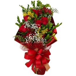 Imagem de Ramalhete de Rosas e Astromélia 