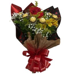 Imagem de Buquê de Rosa e Chocolate