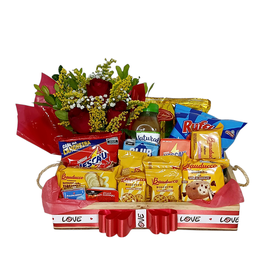 Imagem de Cesta de Café da Manhã Com Flores Média