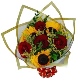 Imagem de Buquê de Rosa e Girassol