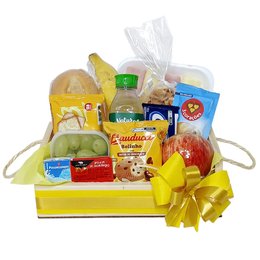 Imagem de Cesta Pequena Pães Frutas e Frios