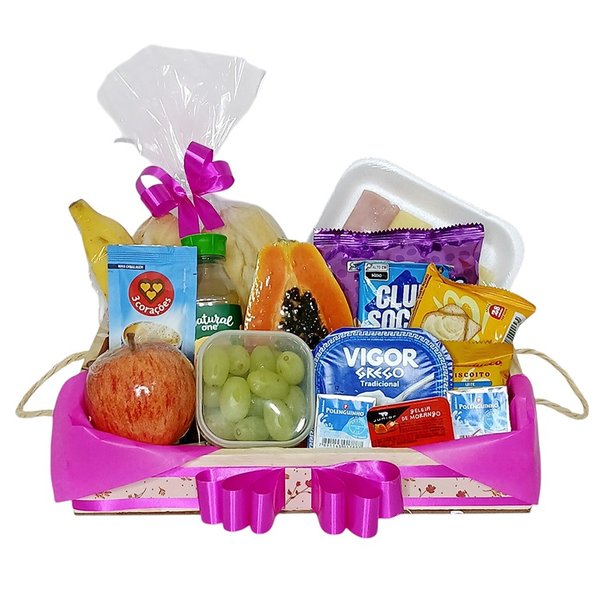 Cesta Média Pães Frutas e Frios