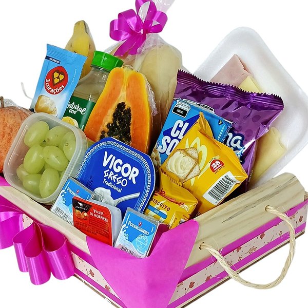 Cesta Média Pães Frutas e Frios