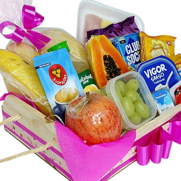 Cesta Média Pães Frutas e Frios