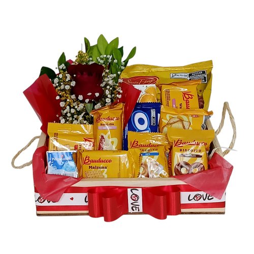 Cesta Pequena Café com Flores