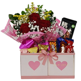 Box Duplo Com Rosas e Chocolates Dia da Mulher