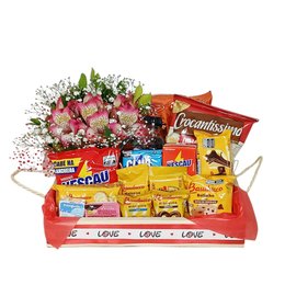 Imagem de Cesta Média de Café com Astromélias