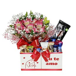 Imagem de Box Romântico de Chocolates Com Astromélias