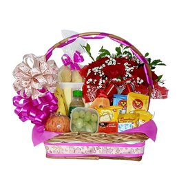 Imagem de Cesta de Café Premium Média Com Rosas