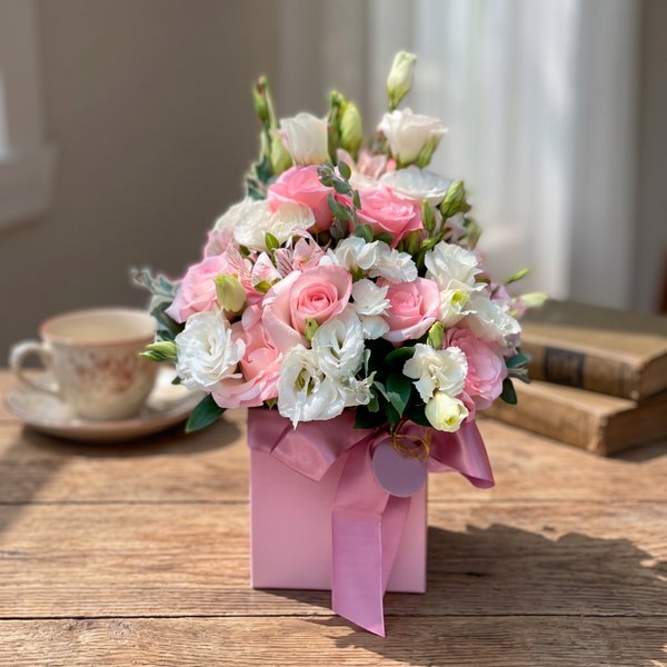 Caixa Box Lisianthus e Rosas